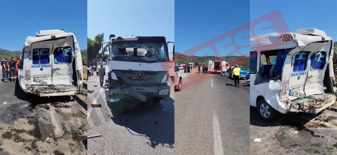 Milas’ta Beton Mikseri ile Minibüs Çarpıştı: 1 Kişi Hayatını Kaybetti, 14 Yaralı