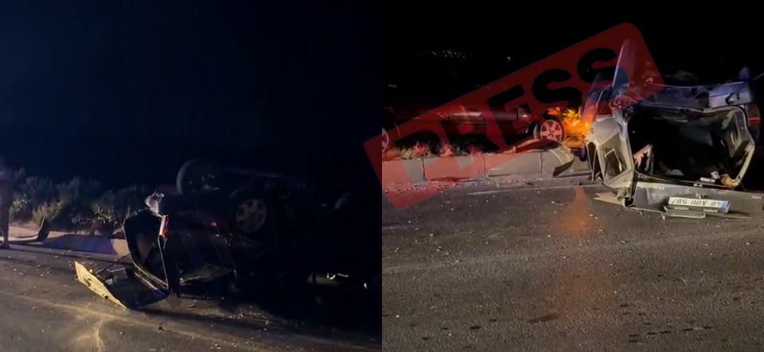 Milas’ta İki Otomobil Çarpıştı: 3 Yaralı, Araçlardan Biri Takla Attı