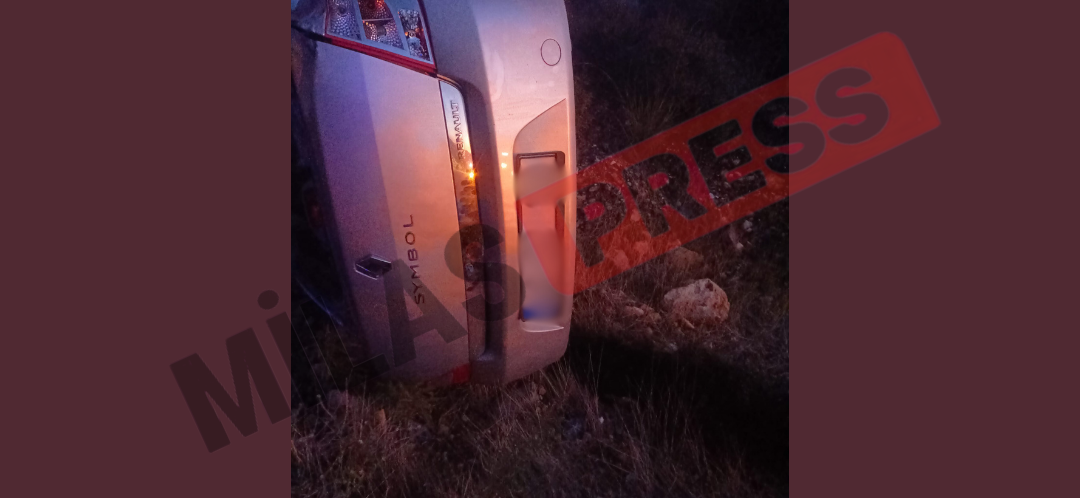 Milas’ta Trafik Kazası: Araç Yan Yattı, 2 Kişi Yaralandı